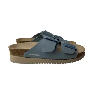 Mephisto Hester Womens Slide On Leather Sandals Size 36 US 6 Sky Blue