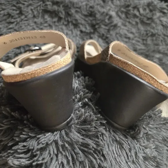 Mephisto | Metallic Leather Slide Sandals Sz 40