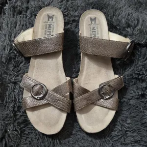 Mephisto | Metallic Leather Slide Sandals Sz 40