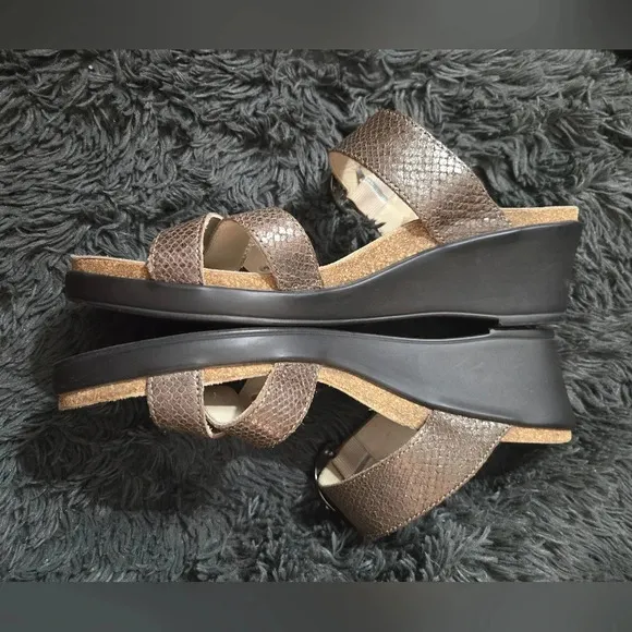 Mephisto | Metallic Leather Slide Sandals Sz 40