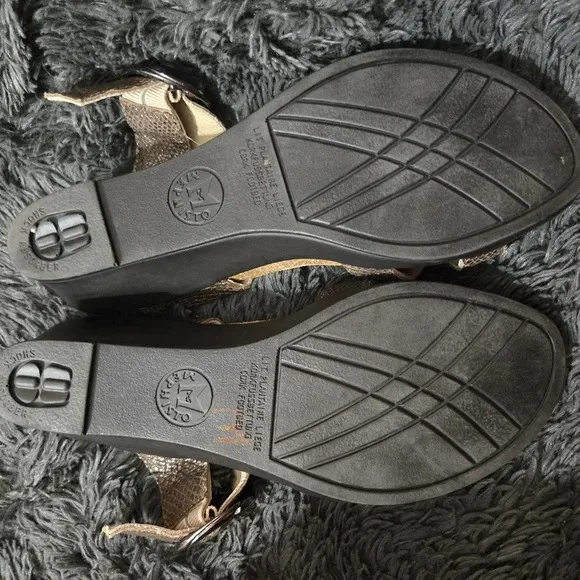 Mephisto | Metallic Leather Slide Sandals Sz 40