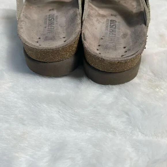 Mephisto metallic silver leather thong sandals with adjustable strap size EUR38