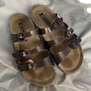 Mephisto Nolene Bronze Metallic Three Strap Sandals