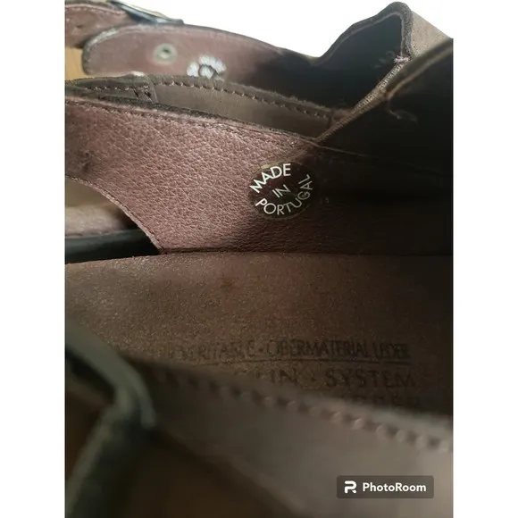 Mephisto Nonny Women’s Size 6 Brown Leather Slingback Peep Toe Wedge Sandals