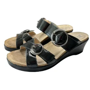Mephisto Size 37 US 6.5 / 7  Black Patent Leather Strappy Sandals Adjustable