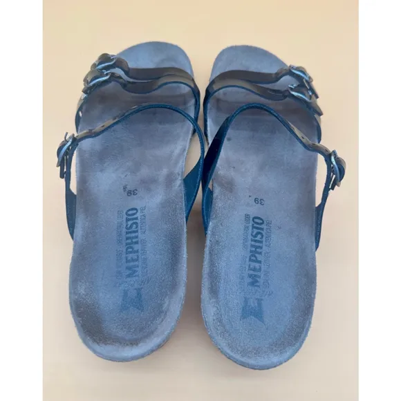 Mephisto Triple Buckle Sandals Size 39 Black
