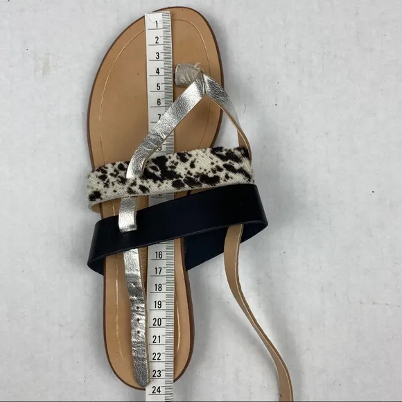Mercanti Fiorentini leather fur strap thong sandal