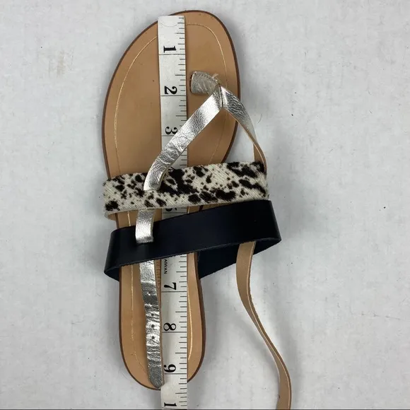 Mercanti Fiorentini leather fur strap thong sandal