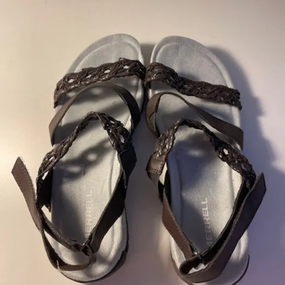 Merrell Sandals Womens 8 Terran Braid Slingback Strappy Espresso Brown Size 7New