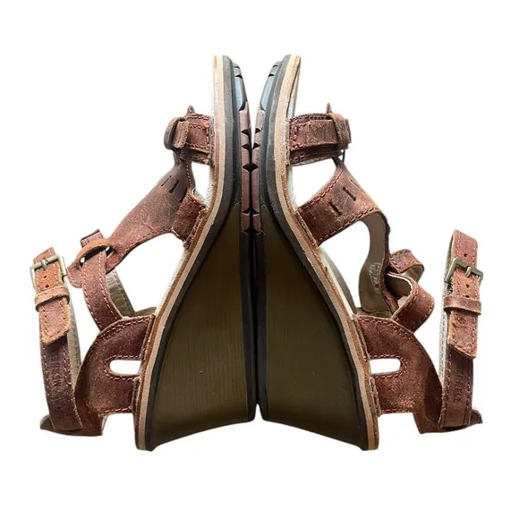 Merrell Women's Sirah Prairie Brown‎ Leather Wedge Sandals US Size 6