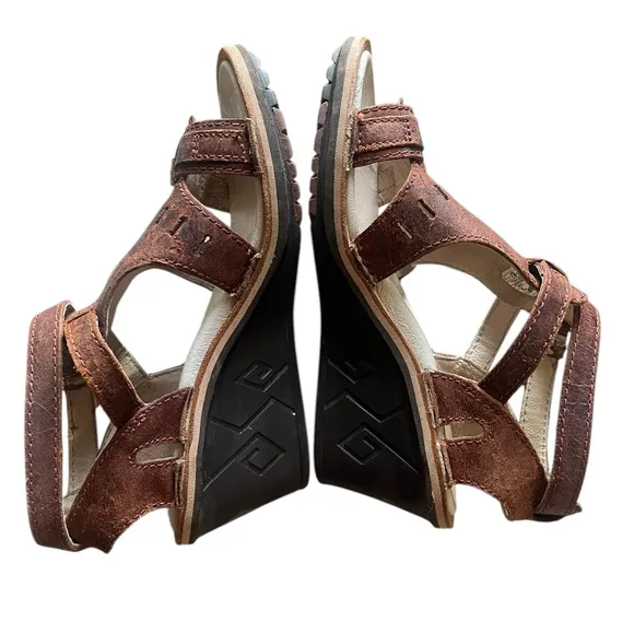 Merrell Women's Sirah Prairie Brown‎ Leather Wedge Sandals US Size 6