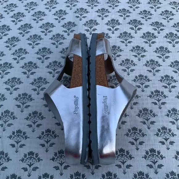 Metallic silver Papillio by Birkenstock contemporary style sandals