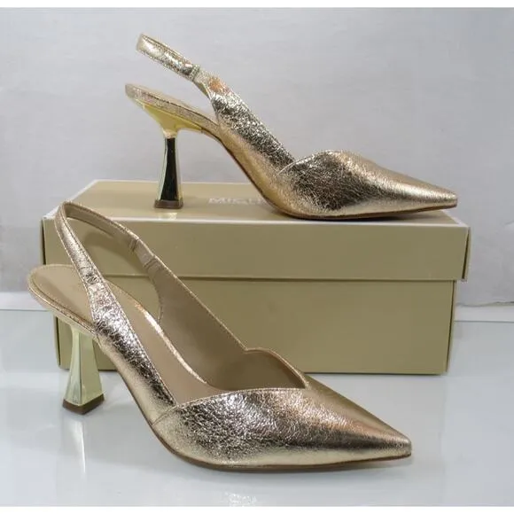 Michael Kors Chelsea Slingback Heels Sandals Pumps Metallic Pale gold Size 7