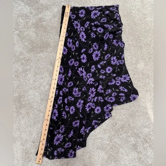MICHAEL KORS COLLECTION Daisy-Print Silk Crepe De Chine Asymmetric Skirt - sz 4