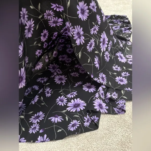 MICHAEL KORS COLLECTION Daisy-Print Silk Crepe De Chine Asymmetric Skirt - sz 4