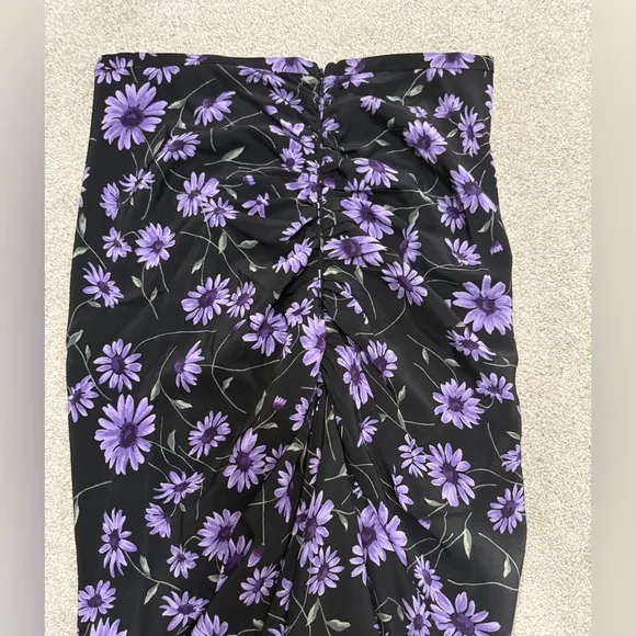 MICHAEL KORS COLLECTION Daisy-Print Silk Crepe De Chine Asymmetric Skirt - sz 4