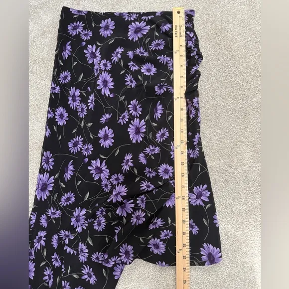 MICHAEL KORS COLLECTION Daisy-Print Silk Crepe De Chine Asymmetric Skirt - sz 4