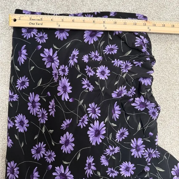 MICHAEL KORS COLLECTION Daisy-Print Silk Crepe De Chine Asymmetric Skirt - sz 4