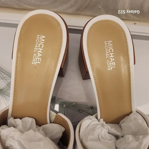 Michael Kors Ingrid Midheel Mule/Sandals. Size 9.5. Optic White. NIB.