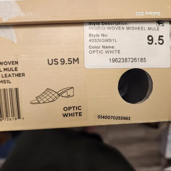 Michael Kors Ingrid Midheel Mule/Sandals. Size 9.5. Optic White. NIB.