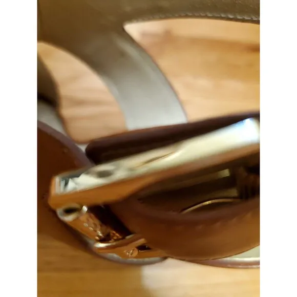 Michael Kors MK Brown Wedge Sandals Size 8