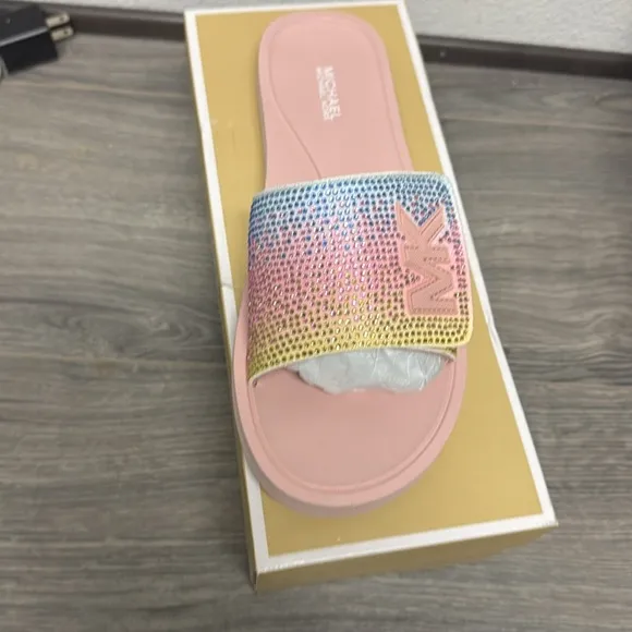 Michael Kors Rainbow Embellished Slide Sandal