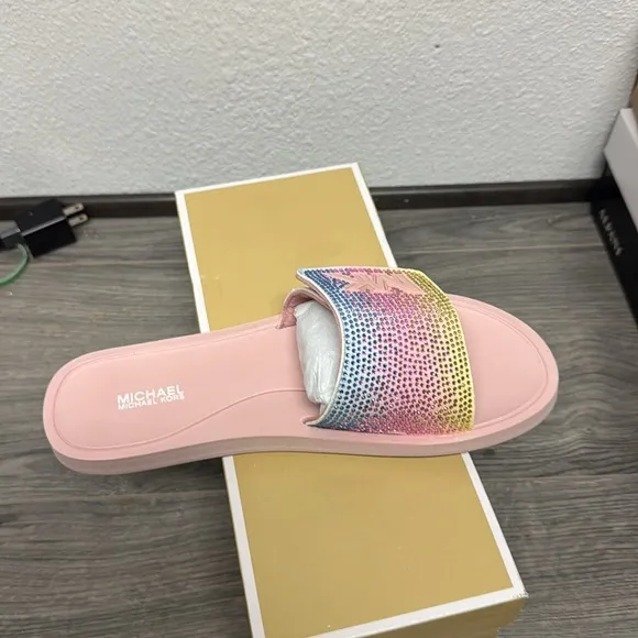 Michael Kors Rainbow Embellished Slide Sandal