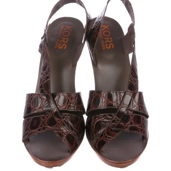 Michael Kors Reptile Embossed Leather Sandals