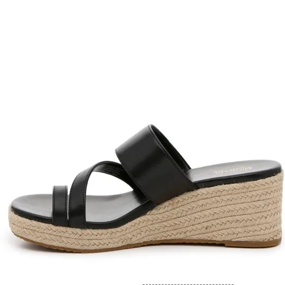 MICHAEL KORS SIDNEY ESPADRILLE WEDGE BLACK SANDAL SIZE 8