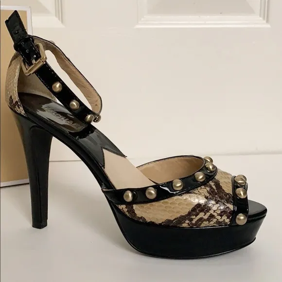 Michael Kors Studded Snake Skin Platform Sandals