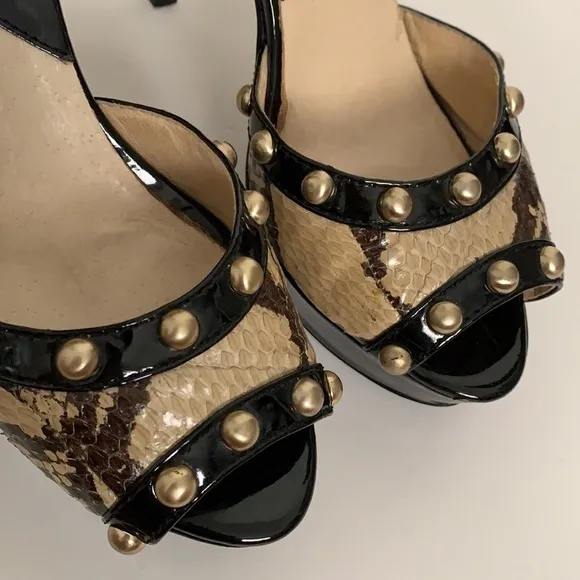 Michael Kors Studded Snake Skin Platform Sandals