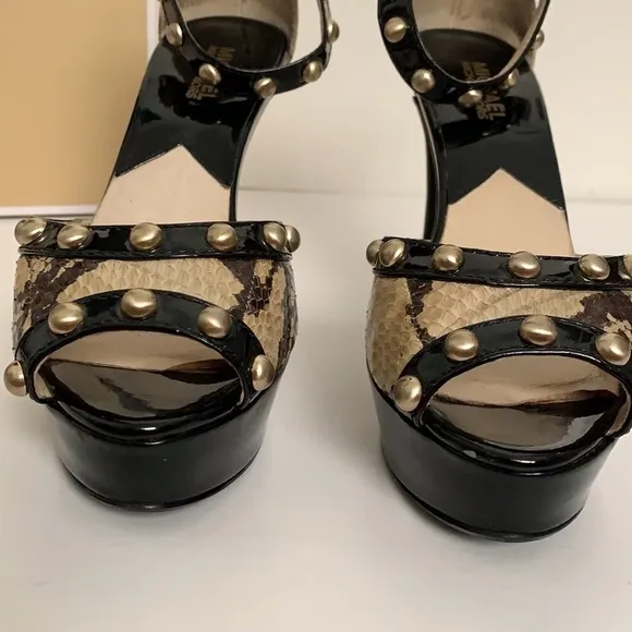 Michael Kors Studded Snake Skin Platform Sandals