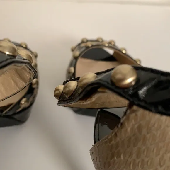 Michael Kors Studded Snake Skin Platform Sandals