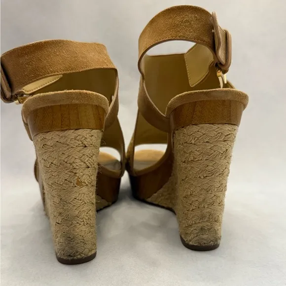 Michael Kors Tan Suede Wedge Sandals Sz 6