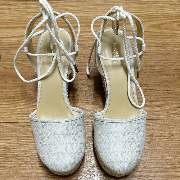 MICHAEL KORS Wedge Monogram Platform Sandals Espadrilles