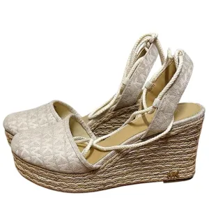 MICHAEL KORS Wedge Monogram Platform Sandals Espadrilles