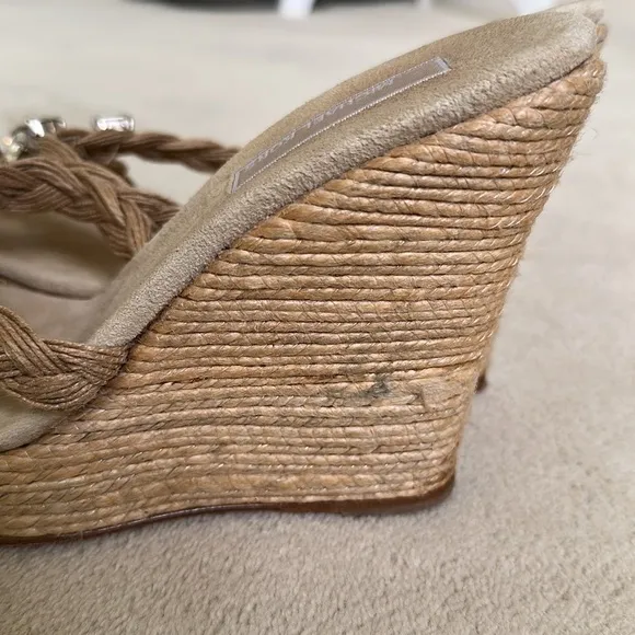 Michael Kors Wedge Sandals with Diamante Accents Size 8.5