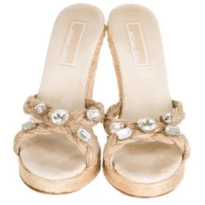 Michael Kors Wedge Sandals with Diamante Accents Size 8.5