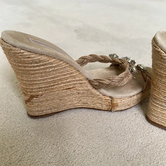 Michael Kors Wedge Sandals with Diamante Accents Size 8.5