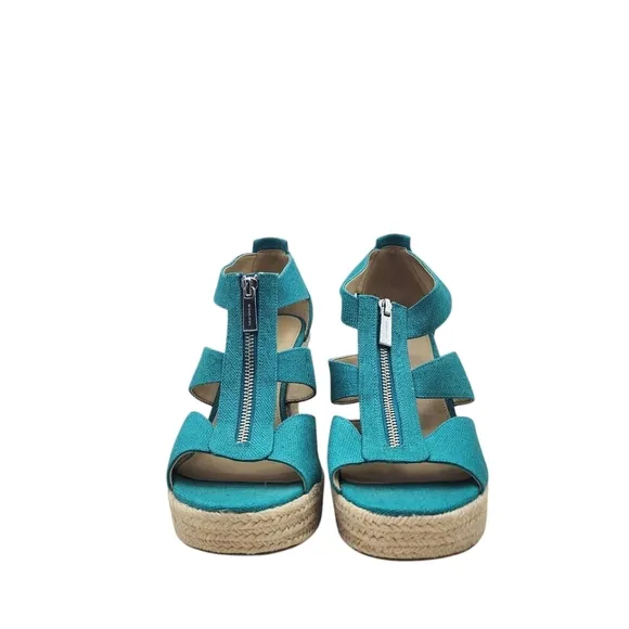 Michael Kors Women's Damita Cage Design Front Zip Wedge Sandals - 10