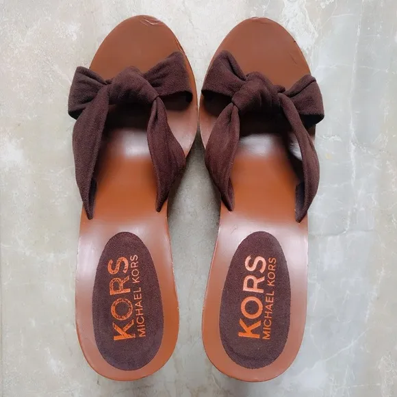Michael KORS Wood Heel Platform Mule Sandal Heels