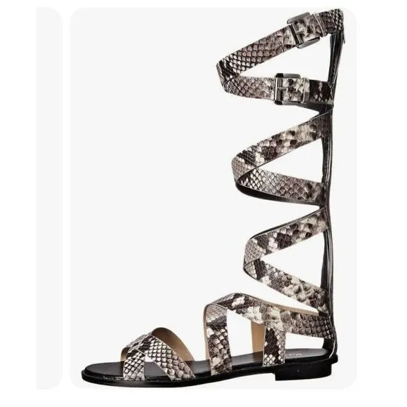 Michael Michael Kors Darby Tall Printed Snake Gladiator Sandals, NEW, Sz. 5.5