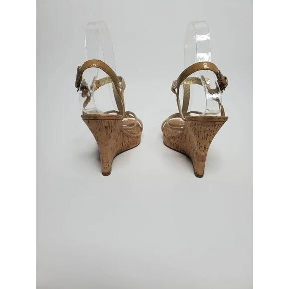 Michael Michael Kors Strappy Patent Leather Cork Cicely Wedge Platform Sandals