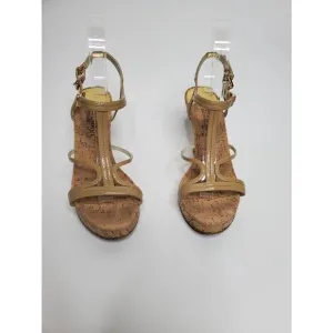 Michael Michael Kors Strappy Patent Leather Cork Cicely Wedge Platform Sandals
