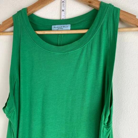 Michael Stars Solange Dress Size L Field Green Maxi Tie Cotton Casual Sleeveless