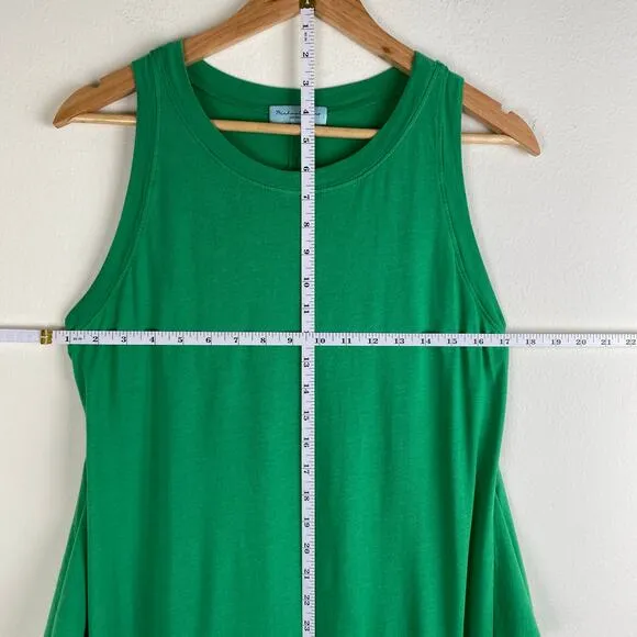 Michael Stars Solange Dress Size L Field Green Maxi Tie Cotton Casual Sleeveless