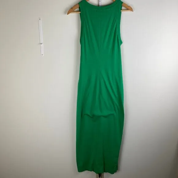 Michael Stars Solange Dress Size L Field Green Maxi Tie Cotton Casual Sleeveless
