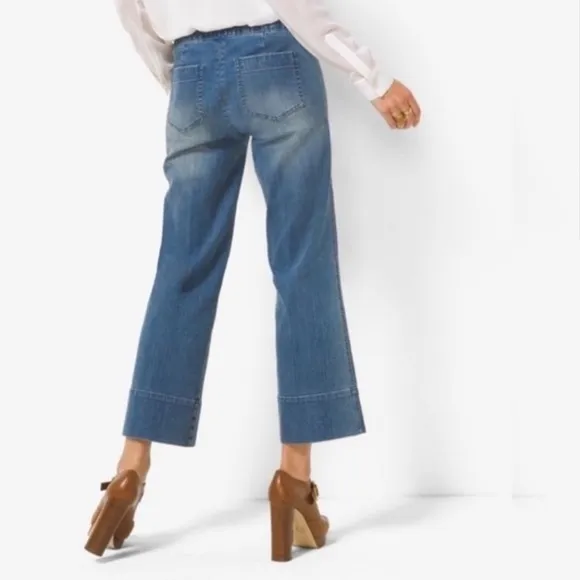 Micheal Kors Cropped Wide Jeans blue denim size 4