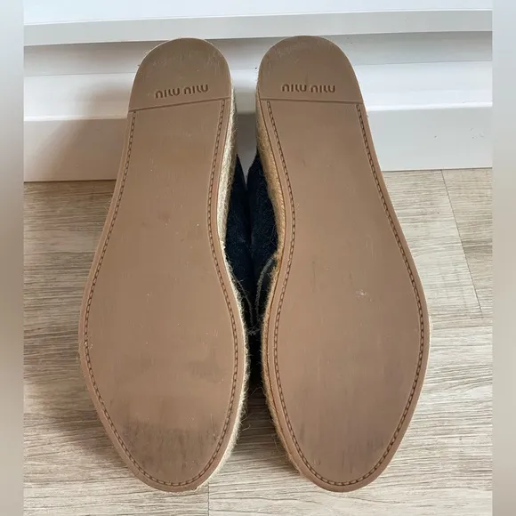 Midi Miu Denim Espadrille Platform Sandals 41