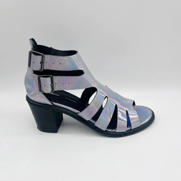 MIISTA Womens Metallic Jelly Shona Heels Adjustable Straps Size 37